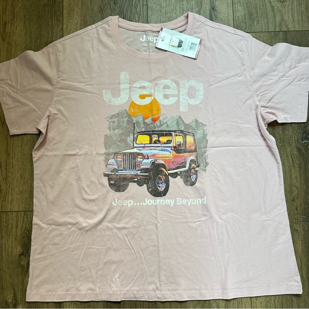 NWT! Jeep Women's Graphic Tee, Soft Pink, Outdoor, Niche, Collectors, Cotton, XL